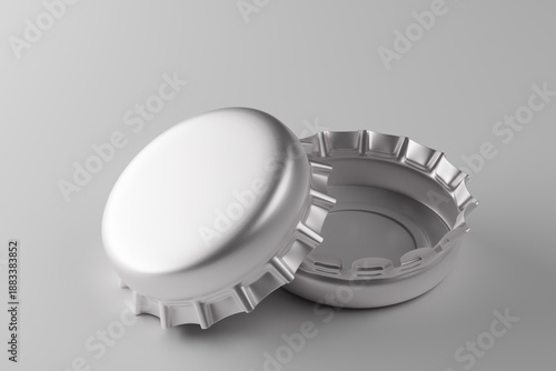 Silver metal bottle cap mockup isolated on neutral background