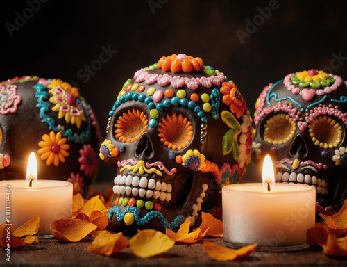 Painted human skull for mexico's day of the dead.