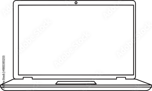 A line drawing of a laptop computer with a blank screen