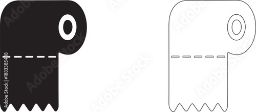 Toilet paper roll with tear-off sheets. Personal hygiene vector icon.