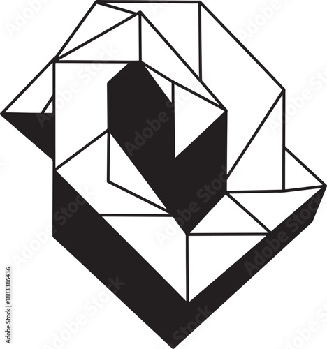 Geometric 3d shape with multiple facets and angles