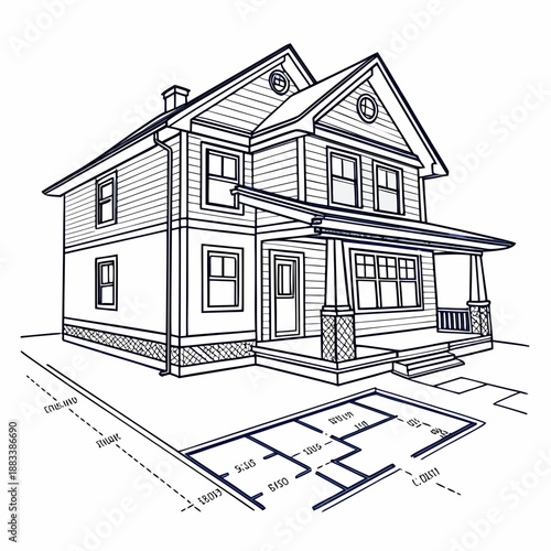Detailed house blueprint