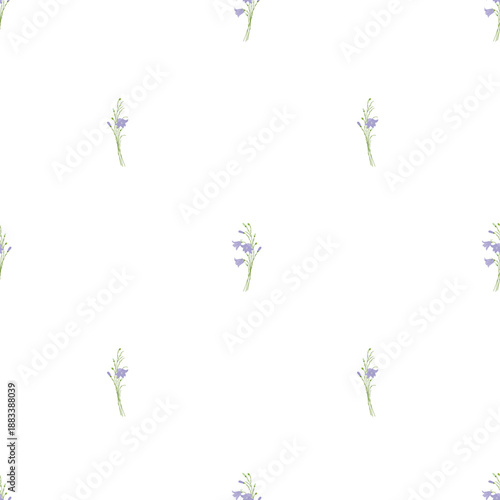 Bluebell Bouquet, Small Floral Pattern. Bluebell Posy, Vector Bouquet for Stationery and Print. Cute Bluebell Bouquet