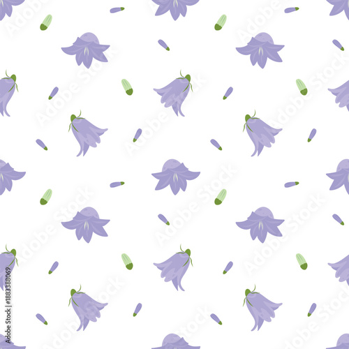 Bluebell Blossom Pattern, Seamless Floral Tile for Fabric. Tiny Bluebell Print, Repeat Pattern. Bluebell Blossom Tile