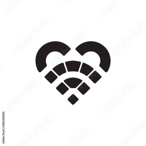 Heart wifi signal icon vector symbol design for wireless communication internet connectivity technology network love logo concept digital connection web sign isolated minimalist art