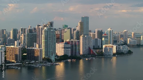 Wallpaper Mural Urban cityscape of Miami Brickell downtown district in Florida, USA at sunset. Skyline with waterfront skyscraper buildings in modern American city. Torontodigital.ca
