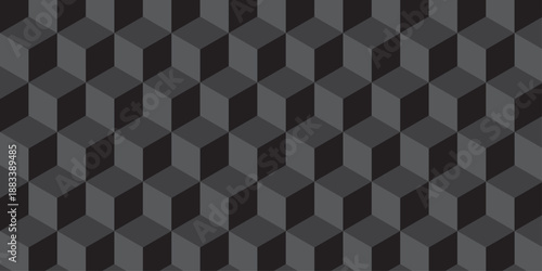 Black cube seamless creative cubes decoration triangle wall and wallpaper textile vector square tile, mosaic endless repeat hexagon block texture background.