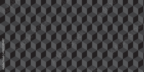 Black cube seamless creative cubes decoration triangle wall and wallpaper textile vector square tile, mosaic endless repeat hexagon block texture background.