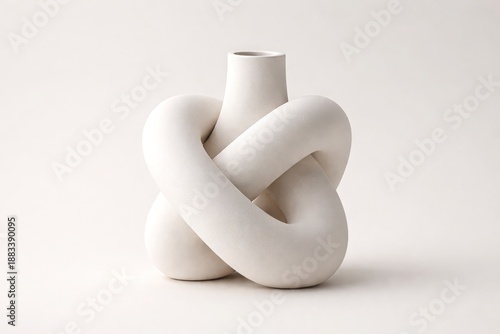 Abstract Modern Knotted Ceramic Vase Sculpture With Smooth Matte Surface Contemporary Sculptural Knot Art Object In Neutral Tones
