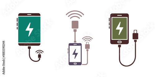 Symbols for wireless phone charging. Wireless charging