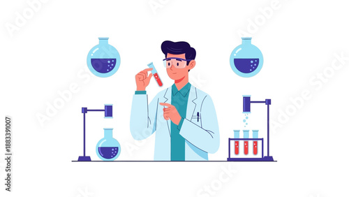 Scientist Conducting Experiment in Laboratory Setting