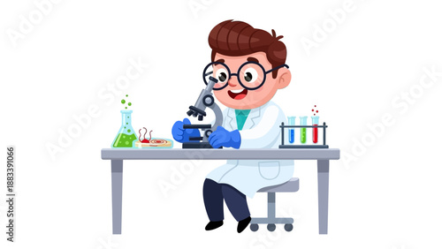 A scientist examining a specimen through a microscope in a laboratory setting