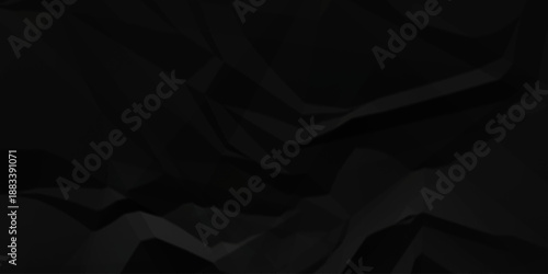 Abstract black parchment wrapping crumpled paper texture. creased page wrinkle retro rough distressed damage paper texture background.