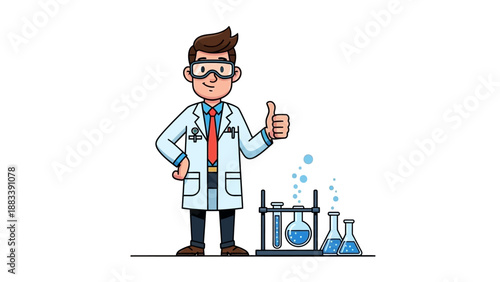 A scientist conducting an experiment in a laboratory setting with various equipment nearby