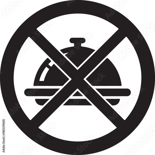 Prohibited Food Symbol with Serving Dish and Utensils Illustration