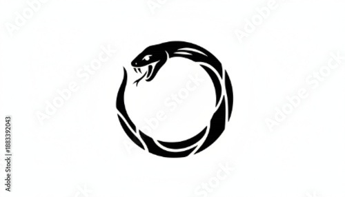 Ouroboros Snake Symbol Black and White Vector Illustration