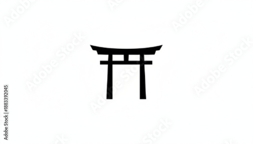 Japanese Torii Gate Black Silhouette Vector Icon Illustration