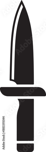 A close-up illustration of a sharp dagger with a pointed tip and a handle, displayed on a clean background