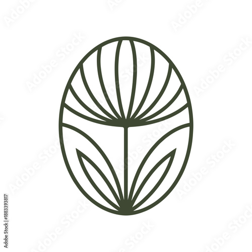 Abstract organic flower symbol in a clean artistic oval, conveying natural elegance and serene growth ideal for wellness and eco-friendly branding projects