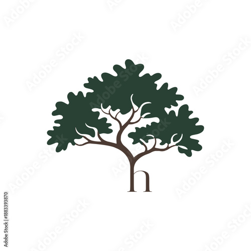 Elegant Tree Logo with a Subtle 'h' Incorporation for Nature-Inspired Brands