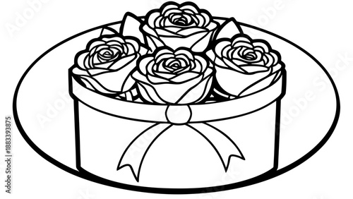 Elegant bouquet of roses in a decorative hat box Vector