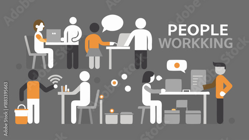Collaborative work environment with diverse tasks Vector