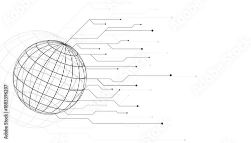 Concept Digital Network Connections, Technology Background with Earth. Vector illustration