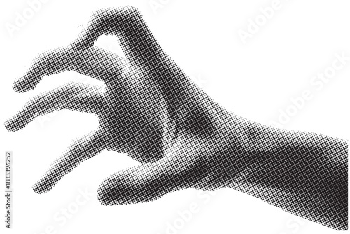 Grabbing Hand Halftone Style Illustration for Reach, Control and Interaction Concept
