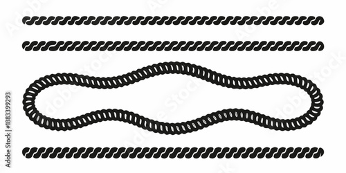 a black and white illustration of intertwined rope loops and a single rope knot