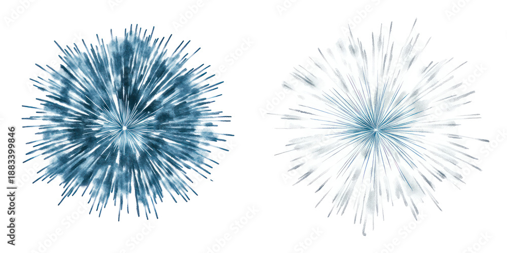 Obraz premium Blue fireworks burst isolated on transparent background