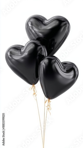 Balloon hearts floating upward in elegant black silhouettes. 