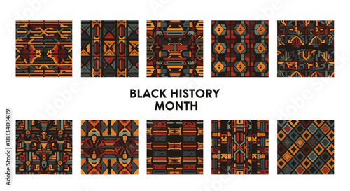 Vector illustrations of African American cultural patterns for Black History Month with Indian influences