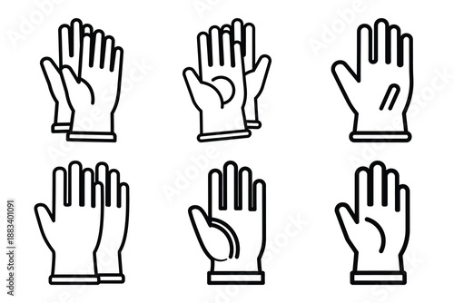 safety gloves outline vector icon set. construction simple outline isolated icons collection.Vector flat graphic design illustration.
