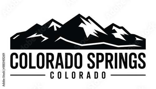 striking vector illustration showcasing the Colorado Springs skyline, iconic landmarks, and mountain scenery, professional visual resource for rank titles, destination branding, tourism advertising,