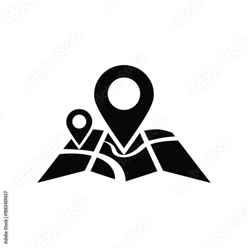 Map pointer or location pin silhouette vector art illustration