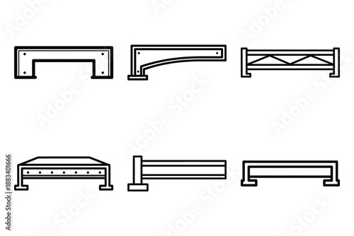 steel beam outline vector icon set. construction simple outline isolated icons collection.Vector flat graphic design illustration.
