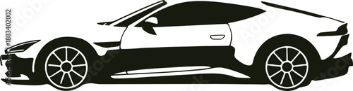 Sports Car Silhouette Side View Vector.