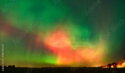 Northern lights aurora borealis in the night sky, Lund, Skane, Sweden 19.01.2026
