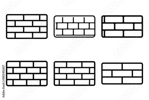 brick wall outline vector icon set. construction simple outline isolated icons collection.Vector flat graphic design illustration.