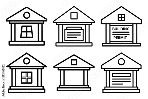 building permit outline vector icon set. construction simple outline isolated icons collection.Vector flat graphic design illustration.