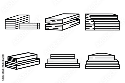 building materials stack outline vector icon set. construction simple outline isolated icons collection.Vector flat graphic design illustration.