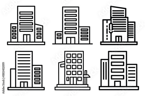 building under construction outline vector icon set. construction simple outline isolated icons collection.Vector flat graphic design illustration.