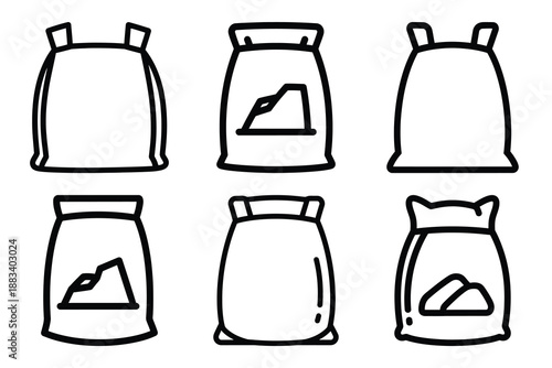 cement bag outline vector icon set. construction simple outline isolated icons collection.Vector flat graphic design illustration.