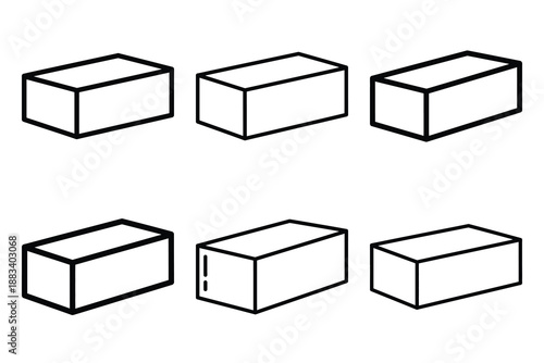 concrete block outline vector icon set. construction simple outline isolated icons collection.Vector flat graphic design illustration.
