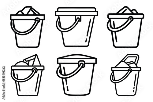 construction bucket outline vector icon set. construction simple outline isolated icons collection.Vector flat graphic design illustration.