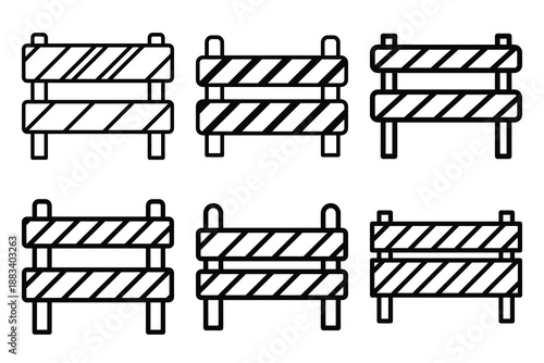construction barrier outline vector icon set. construction simple outline isolated icons collection.Vector flat graphic design illustration.