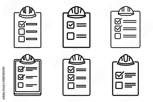 construction checklist outline vector icon set. construction simple outline isolated icons collection.Vector flat graphic design illustration.