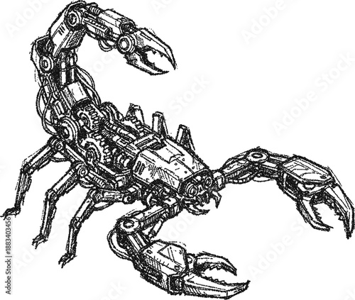 Stipple Mechanical Robotic Scorpion - Cybernetic Arachnid 