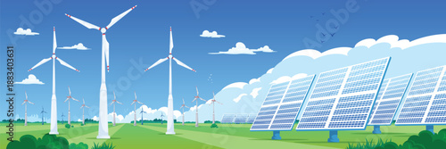 wind turbine on green field