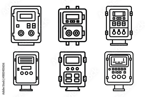 construction electrical panel outline vector icon set. construction simple outline isolated icons collection.Vector flat graphic design illustration.
